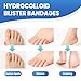 50Pcs Hydrocolloid Bandages，Blister Bandages for Feet, Waterproof Heel & Toe Pads with Cushion Protection, 4 Shape Variety Pack for Blister Prevention