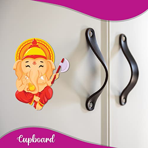 Image of Bhai Please Ganesha Wooden Fridge Magnet (Pack of 1) |Hindu God, Spiritual, Divine, Devotional, Housewarming Gift and Decorations