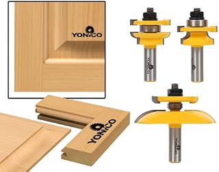 Yonico 12343 Round Over 3 Bit Raised Panel Cabinet Door Router Bit Set