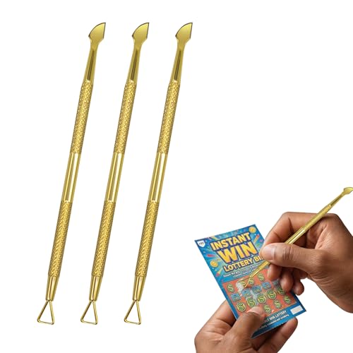 3 Pack Lottery Ticket Scratcher Tool Metal Lotto Scratcher Tool with Easy Grip Precise Scratch Off Tool for Lottery Tickets Labels & Stickers
