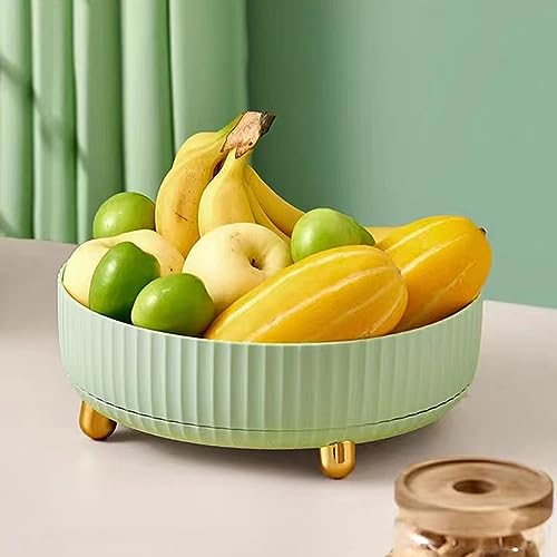 Rotatable Storage Box,Portable Tray Large Capacity Organizer for Kitchen Storage Case Plastic Makeup Storage Organizer Round Dray (Light Green)