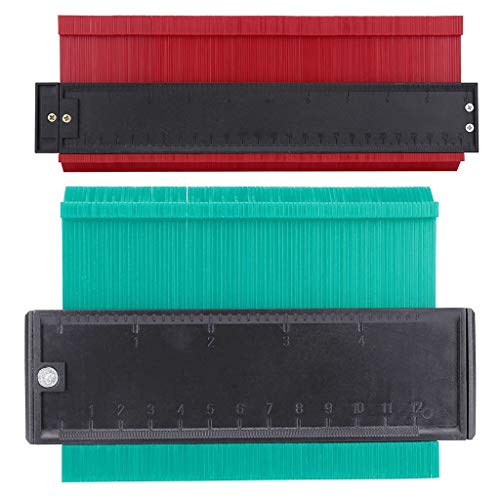 Preisvergleich Produktbild Fahooj konturenlehre Markierwerkzeuge konturmessgerät konturmesser markierungshilfe contour duplicator gauge für Unregelmäßiges Profil, Laminat,Fliesen und Holz Usw (10 Zoll+5 Zoll, 2PC(Rot & Grün))