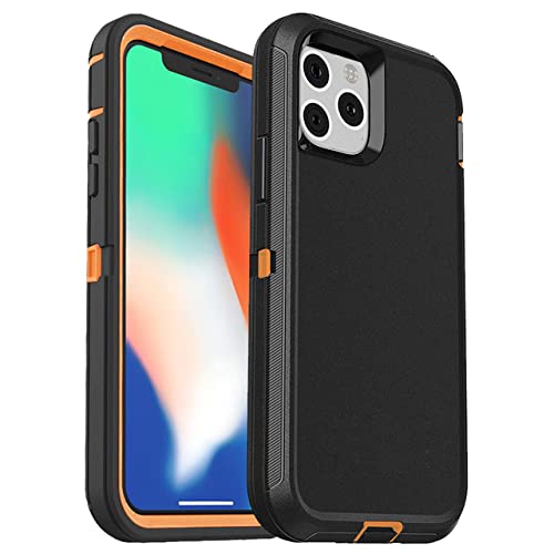 Coque iPhone 12 antichoc heavy duty pour éviter les écrans brisés avec clip ceinture noir