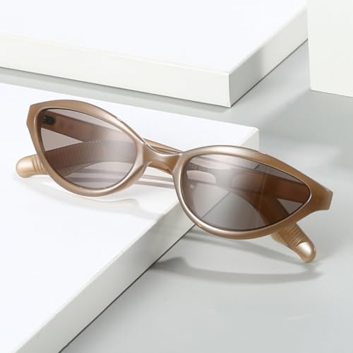 Lunettes de soleil œil de chat rétro avec rivets et protection UV400 thé léger gélifié