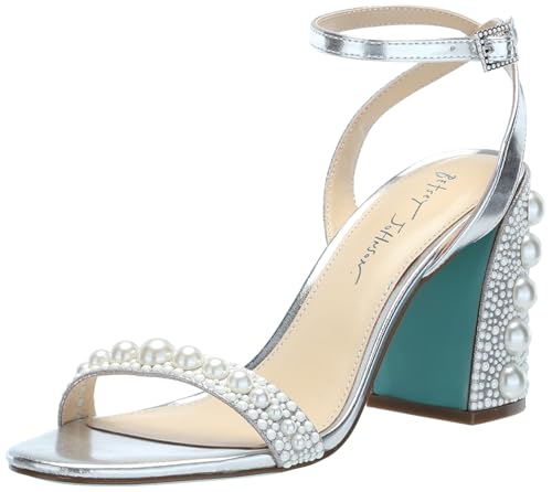 Betsey Johnson Womens Lexi Satin Embellished Block Heel