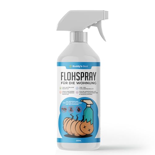 BUDDY'S Best 250ml Flohspray für Wohnung und Möbel - Flohmittel für Wohnung - Antiflohspray Wohnung - Umgebungsspray Flöhe für Flöhe Bekämpfen