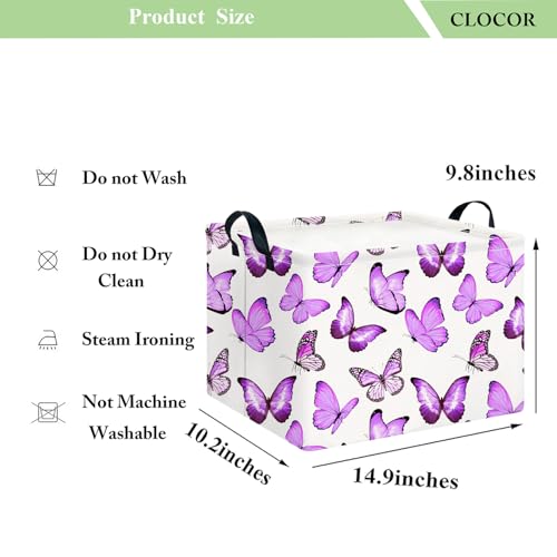 Image of CLOCOR Rectangular Storage Basket,Collapsible Storage Bin,Gift Basket(Deeppurple Butterfly)