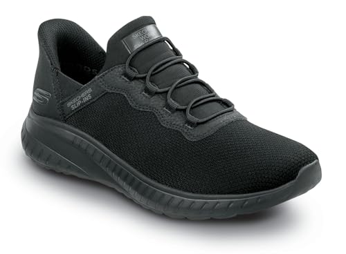 Image of Skechers Womens Black Squad Chaos MaxTrax Soft Toe SRO Slip-On