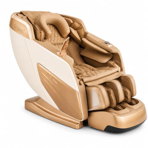 Image of DR BWC 4D Zero Gravity Massage Chair Recliner with AI Body Scan, Smart Voice Control, Heat Therapy, Foot & Calf Rollers, Bluetooth Speakers & Full Body Airbag Massage (Royal Golden)