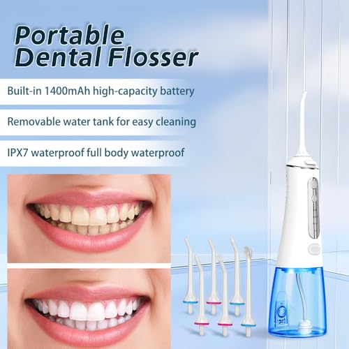 Tragbarer Wasserzahnseiden-Teeth Pick, Kabelloser Munddusche, 300ML Wiederaufladbarer Reisewasserreiniger, IPX7 Wasserdicht, Elektrische Zahnreinigung – Bild 3
