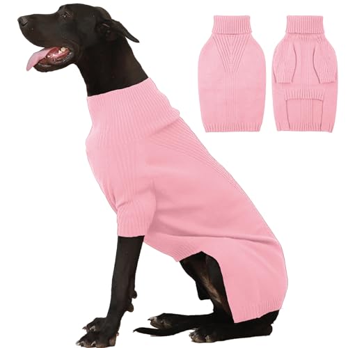 Image of IECOii Great Dane Sweater,Extra Large Dog Sweaters for Giant Breed Dogs 4XL | Turtleneck Stretchy Pullover, Thermal Knitted Clothes for Great Dane, Doberman, Mastiff, Easy On Cold Weather Wear, XXXXL