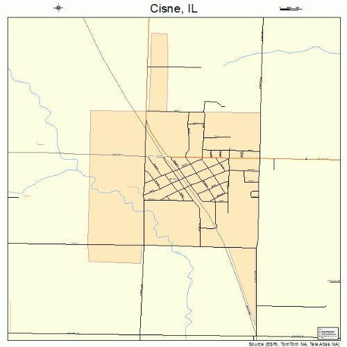 Large Street & Road Map of Cisne, Illinois IL Printed poster size