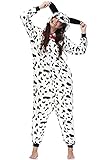 Clarisbelle Unisex Dalmatian Animal Cosplay Adult Costume Plush One Piece Homewear with Hood XL