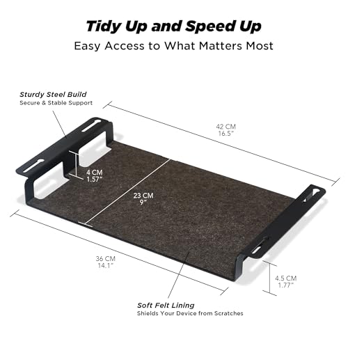 Image of ULTRARM Moodular Storage Tray Add-On for Slide Rails, Do Not Use Alone | Accessory Only, Steel with Felt Lining, Anti-Scratch, Custom-Fit Positioning, Clutter-Free Workspace, Black, MSA-TR