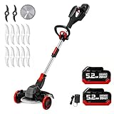 20V Cordless Weed Wacker with Brushless Motor, Electric Weed Wacker Battery Powered, 3-in-1 Brush Cutter & Edger & Lawn Mower with Two 5.2Ah Batteries and Charger, 30+Mins, K&GO Force (Two Batteries)