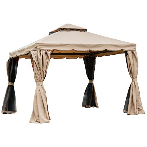 Outsunny 10’ x 10’ Outdoor Patio Gazebo with Beautiful Polyester Curtains and Air