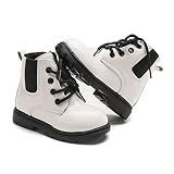 Komfyea Boys And Girls Casual Lace Up Zipper Outdoor Ankle Boots(Toddler/Little Kids) White22