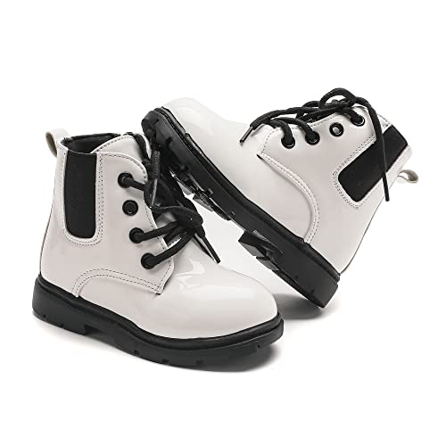 Komfyea Boys And Girls Casual Lace Up Zipper Outdoor Ankle Boots(Toddler/Little Kids) White22 #TOP11
