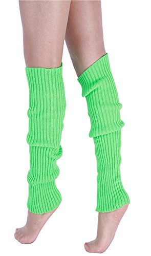 Image of Women Juniors Knitted Leg Warmers 16 inch Neon Colors Dance Halloween Accessory | 80s Party,Yoga Sports Fitness,Warm and Cozy,One Size Fits Most