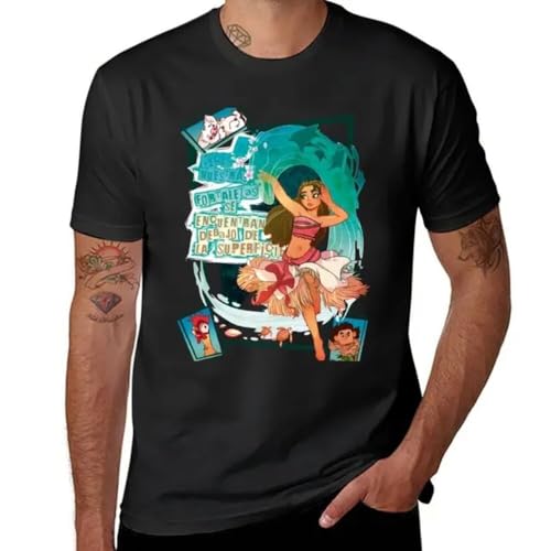 T-shirt graphique Ocean Friend noir custom, vêtement mode tendance homme