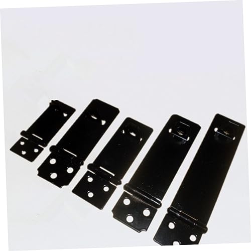 Image of 5pc Iron Padlock Hasp Door Clasp Latch for Gates Cabinets and Sheds Black Locking Concealed Screws for Enhanced Security