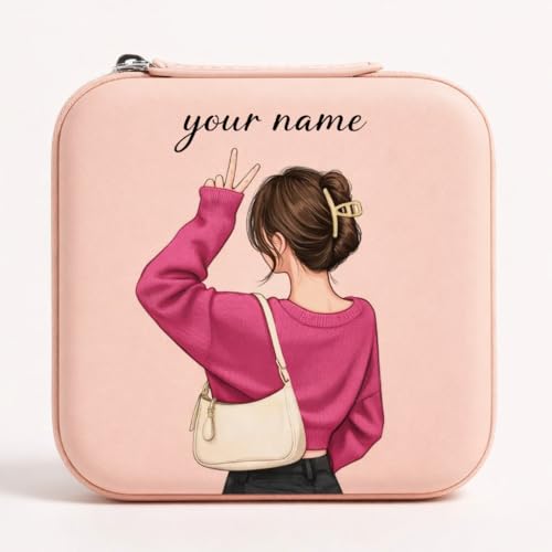 Personalized Leather Jewellery Box for Women – Custom Name & Init...