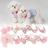 BIANHUAN 20pc Small Dog Hair Bows with Rubber Bands Handmade Puppy Hair Bows Cute Grooming Flower Ball Bowknot Top Knot Dog Hair Accessories Hair Ties for Yorkie Maltese Pet (Pink)