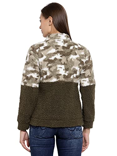Image of Juelle Women Textured Black High Neck Fleece Sweatshirt