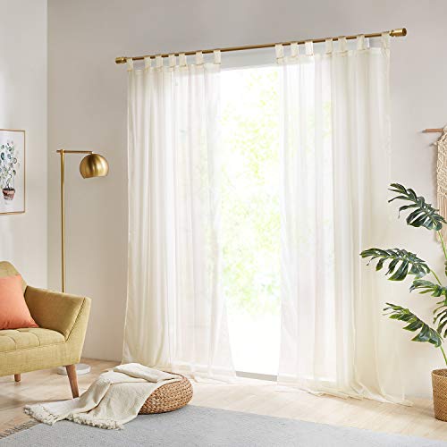 Benny - Tende trasparenti in voile, 2 pannelli, classiche ultra velate, con tasca per asta, avorio, W 140x L 145cm