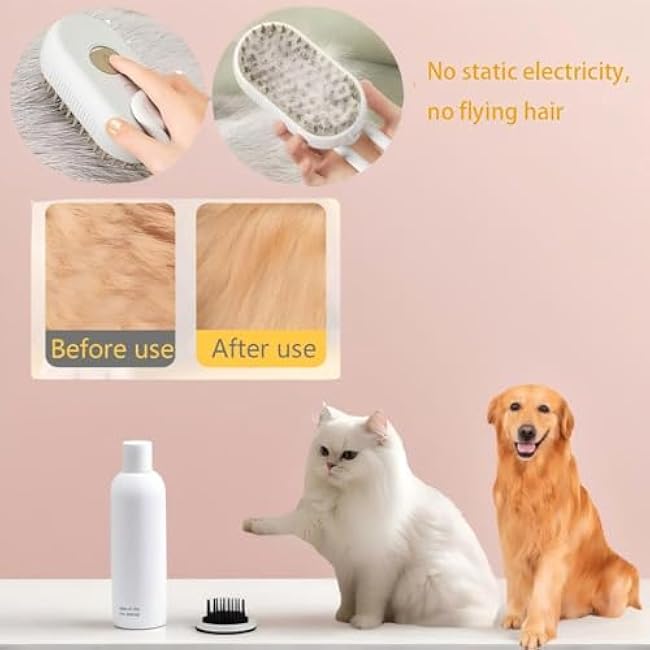 Cat Hair Brush, Dog Hair Brush, Cat Steam Brush, Rechargeable Steam Brush for Cats and Dogs, Skin Friendly Deshedding Grooming Tool for Dogs Cats With Pet Supplies Accessories-N3ZoTq26