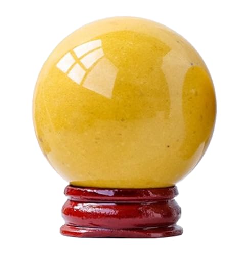Sphère en cristal jaune de qualité supérieure avec son socle en bois poli