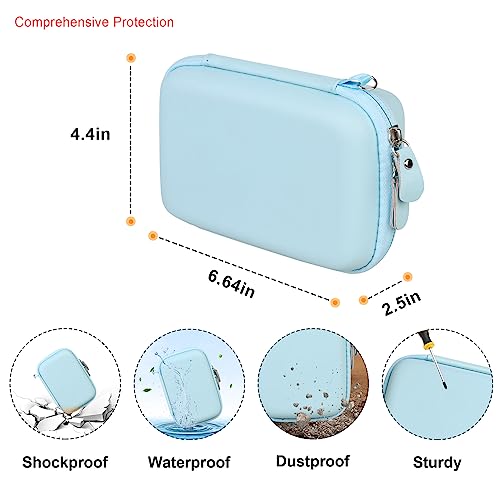 Image of Elonbo Carrying Case for KODAK Mini 2 Retro 2x3 inch P210R 4PASS Portable Photo Printer, Kodak Mini Instant Digital Camera Hard Travel Bag Storage Holder, Pocket Fits Film Cartridge, Blue
