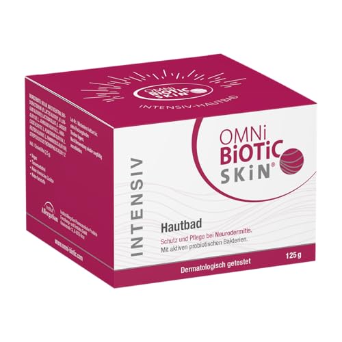 OMNi BiOTiC SKiN Intensiv-Hautbad | Schutz und Pflege bei Neurodermitis | Mit aktiven probiotischen Bakterien | Vegan | Dermatologisch getestet | Ohne Duft- und Konservierungsstoffe | 125 g Pulver