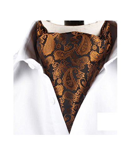 MENDENG Men's Gold Purple Paisley Jacquard Woven Silk Cravat Formal Ties Ascot