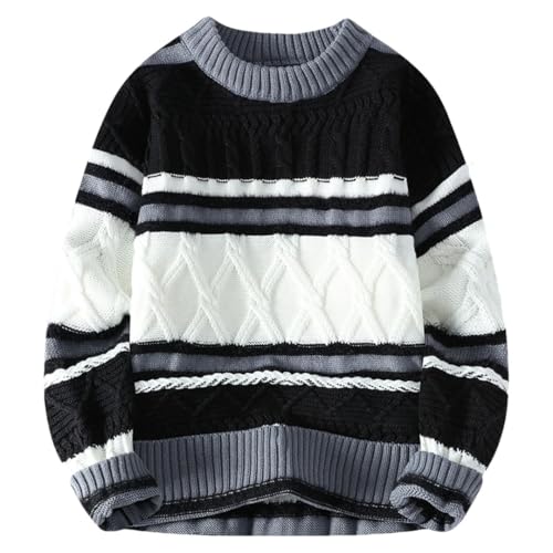 Men Clothing Thick Warm Harajuku Knitted Sweater Pullover Loose O-Neck Sweaters