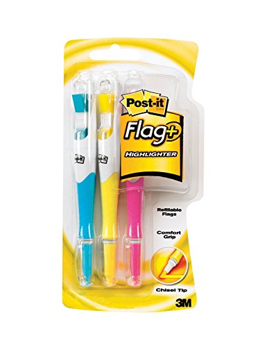Post-it Flag+ Highlighter, Yellow, Pink, and Blue, 50-Color Coordinated Flags/Highlighter, 18-Pack
