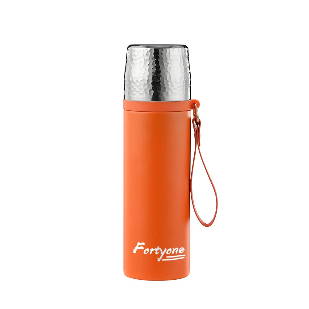 Fortyone Botella de café al vacío de acero inoxidable 316 de alta calidad, con aislamiento al vacío, con infusor de té, retención de calor durante 24 horas, colador de té [500 ml/479.1 g] (naranja)