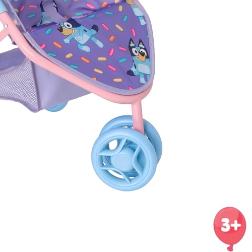 Bluey Jogger Puppen Kinderwagen | Spielzeugpuppen Buggy | Baby Doll Kinderwagen | Kinder Puppe Kinderwagen Spielzeug Easy Fold Kinderwagen | Rollenspiel Puppen Kinderwagen | Verstellbares Verdeck, sch – Bild 6
