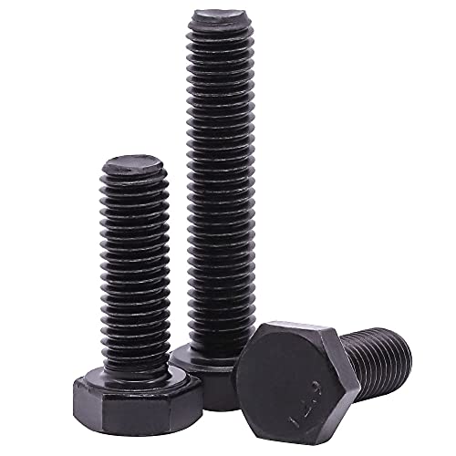 Image of M12-1.75 x 55mm Hex Bolts, High-Strength Metric Class 12.9 Steel Hex Head Screws for Valves Pumps Motors Automotive Suspension Systems, Black Oxide, Full Thread, 8-Pack