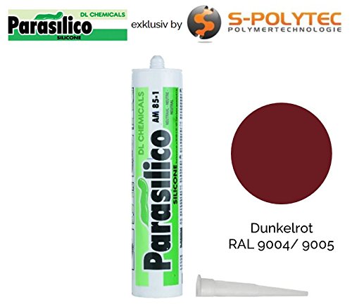 Preisvergleich Produktbild Profi Silikon Parasilico 310ml Kartusche Dichtstoff Sanitär, Küchenbereich, Innen-und Außen Bausilikon, Große Farbauswahl (dunkelrot RAL 3004 / 3005)