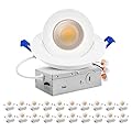 zouzai 20 Pack 4 inch 5CCT LED Gimbal Led Recessed Light with Junction Box, 360°+90° Adjustable Directional Eyeball Lighting, Dimmable, 2700K/3000K/3500K/4000K/5000K, 900LM, 10W=85W-ETL&Energy Star