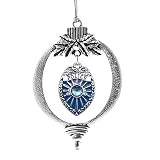Inspired Silver - Blue Police Badge Charm Ornament - Silver Customized Charm Holiday Ornaments with