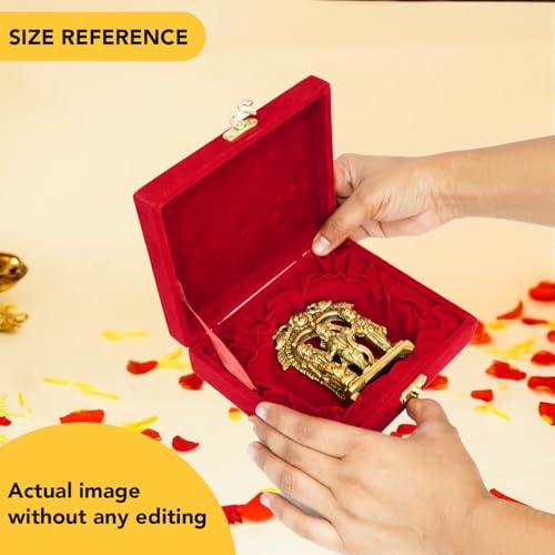 Image of Ekhasa 100% Pure Brass Ram Darbar Murti in Luxury Red Velvet Gift Box God Idols for Gifting | Best Wedding Gifts for Marriage Couple, Gifts for Couples, Housewarming Or Shop Opening Ceremony