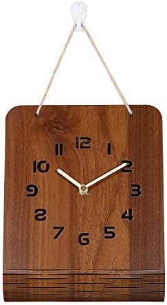 BECANOE Wooden Wall Clock Silent Non-Ticking Large Hollow Out Numbers Brown Home/Kitchen/Office/School Cloc…