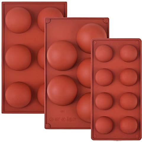 Cozihom Semi Sphere Silicone Mould Set for Chocolate Ball, Cake, Jelly, Pudding, Home Made Soap, Pack of 3 Cover