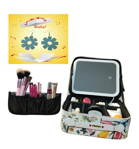 Neceser bolso de maquillaje con espejo de alta definición y sistema LED de diseño elegante