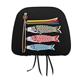 車用ヘッドレストカバー 鯉のぼり 和風 和柄 2枚セット カーまくらカバー 車用ネックパッドカバー おしゃれ かわいい ヘッドレストの装飾 カー用品 取付簡単 通気 自動車 汎用 旅行 運転