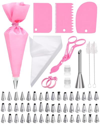cyctravel Spritzbeutel Mit Tüllen, 80 Teiliges Torten Zubehör Set, Backset Für Hochzeitsfeier Geburtstagstortendekoration, Dessertherstellung, für Anfänger Geeignet