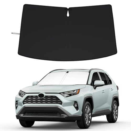 Image of Windshield Sun Shade for Toyota RAV4 2019-2025 & RAV4 Prime 2021-2025, Foldable 310T Polyester UV Protection Window Shield Cover, Keep Car Interior Cool