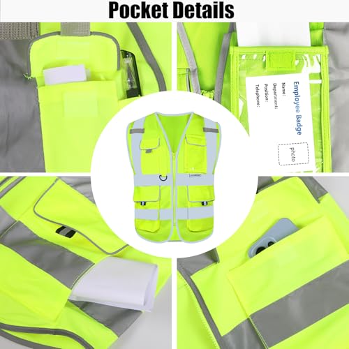HYCOPROT High Visibility Safety Vest Hi Vis Reflective Security Construction Vests with Pockets for Men Women Safety Gear for Dog Walking, Meets ANSI/ISEA Standard Chalecos Reflectantes de Seguridad - Image 3